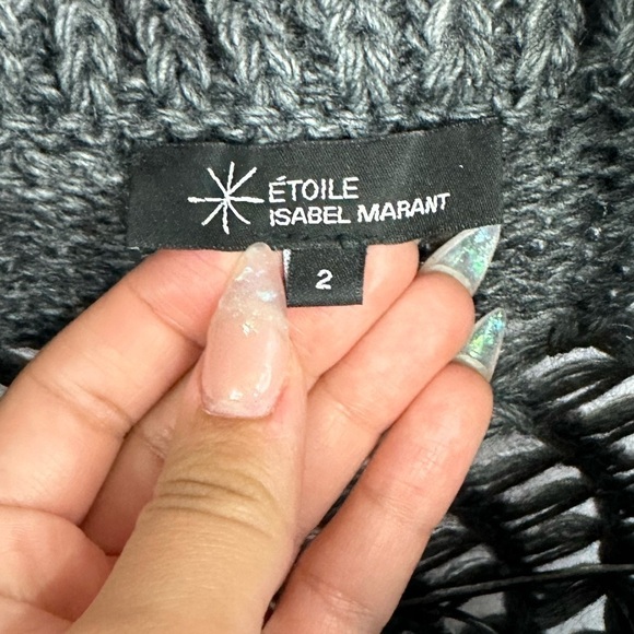 etoile isabel marant grey cowl neck crochet sweater size 2 - Picture 3 of 6